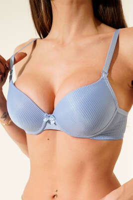 Pazarium - Çizgili Desteksiz Sütyen Bebe Mavi