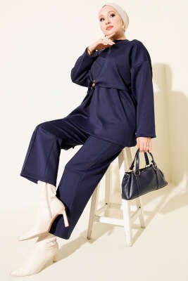 Pazarium - Yandan Bağlamalı Scuba İkili Takım Lacivert