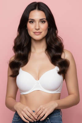 Pazarium - Çizgili Desteksiz Sütyen Ekru