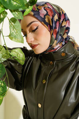 Pazarium - Flamlı Ebruli Desenli Eşarp Parlement