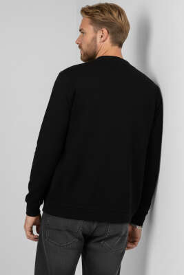 Selanik Düğmeli Erkek Hırka Siyah - Thumbnail