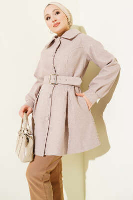 Pazarium - Kemerli Kısa Kaşe Kaban Vizon