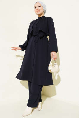 Pazarium - Hakim Yaka Pelerinli Loyşa İkili Takım Lacivert
