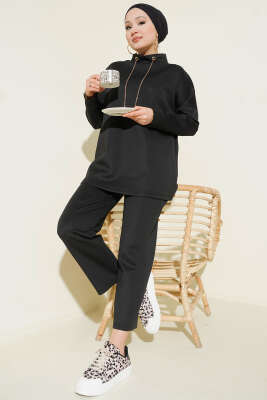 Pazarium - Sim İp Bağcıklı İkili Takım Siyah