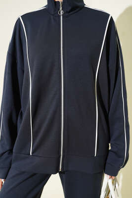 Biye Detaylı Fermuarlı Loyşa İkili Takım Kayrak Grisi - Thumbnail