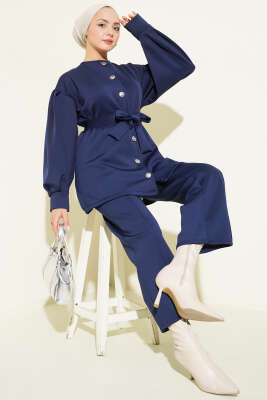 Pazarium - Balon Kol Kuşaklı Scuba İkili Takım Lacivert