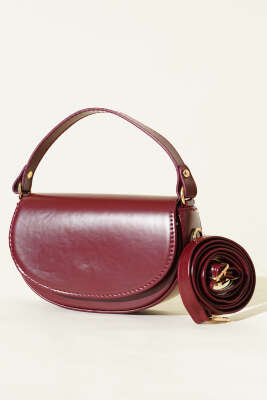 Pazarium - Mıknatıslı Oval El Çanta Bordo