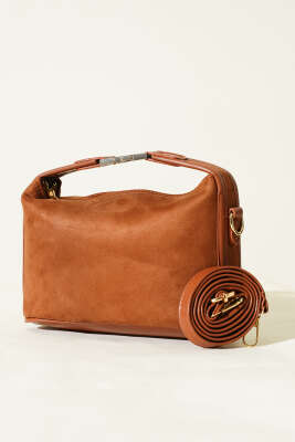 Pazarium - Kilit Sap Detaylı Süet Çanta Taba