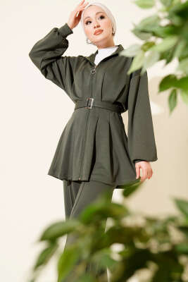 Pazarium - Kemerli Fermuarlı Loyşa Takım Haki