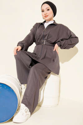 Pazarium - Kemerli Fermuarlı Loyşa Takım Füme