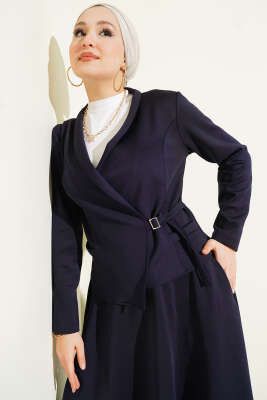 Pazarium - Yan İpli Scuba Etekli İkili Takım Lacivert