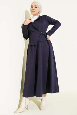 Yan İpli Scuba Etekli İkili Takım Lacivert - Thumbnail