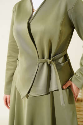 Yan İpli Scuba Etekli İkili Takım Çağla Yeşili - Thumbnail