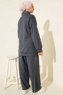 Pantolon Biyeli Fermuarlı Loyşa İkili Takım Füme - Thumbnail