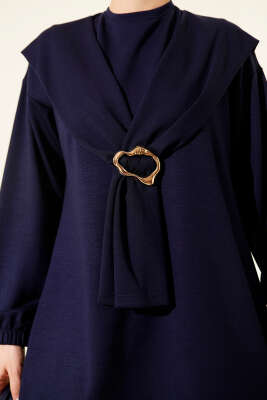 Gold Tokalı Atkılı Loyşa İkili Takım Lacivert - Thumbnail