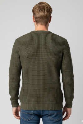 Pirinç Örgü Erkek Triko Kazak Haki - Thumbnail