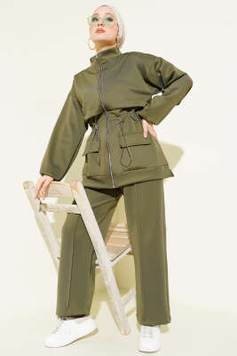 Bel Tünelli Cepli Scuba İkili Takım Haki - Thumbnail