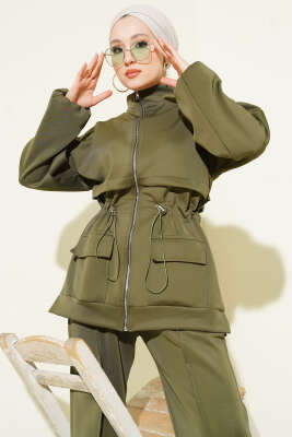 Bel Tünelli Cepli Scuba İkili Takım Haki - Thumbnail