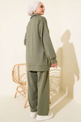 Fermuarlı Basic Loyşa İkili Takım Haki - Thumbnail