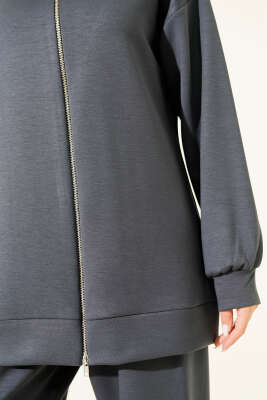 Fermuarlı Basic Loyşa İkili Takım Füme - Thumbnail