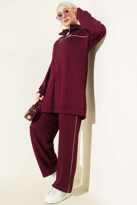 Biyeli Armalı Loyşa İkili Takım Bordo - Thumbnail