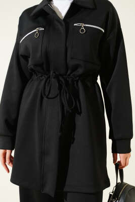 Çift Cepli Tünelli Scuba İkili Takım Siyah - Thumbnail