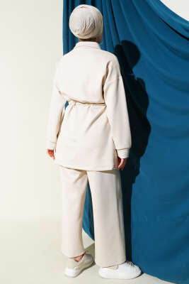 Çift Cepli Tünelli Scuba İkili Takım Bej - Thumbnail