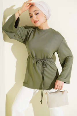 Loyşa Geniş Kollu İp Kuşaklı Tunik Nefti - Thumbnail