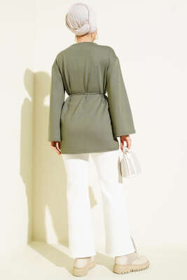 Loyşa Geniş Kollu İp Kuşaklı Tunik Nefti - Thumbnail