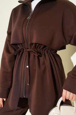 Göğüs Parçalı Tünelli Scuba İkili Takım Kahve - Thumbnail