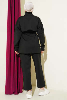 Göğüs Parçalı Tünelli Scuba İkili Takım Siyah - Thumbnail