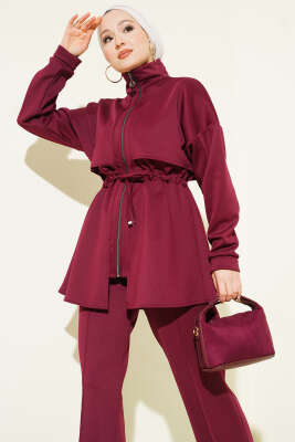 Göğüs Parçalı Tünelli Scuba İkili Takım Bordo - Thumbnail