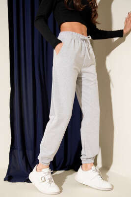 Paça Lastikli Cepli Jagger Pantolon Melanj Gri - Thumbnail