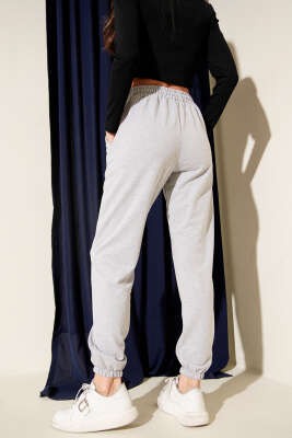 Paça Lastikli Cepli Jagger Pantolon Melanj Gri - Thumbnail