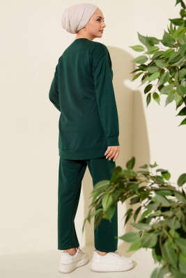 Yanları Düğmeli İki İplik İkili Takım Zümrüt - Thumbnail