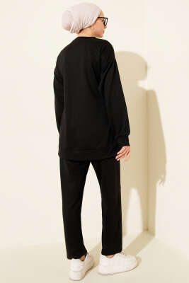 Yanları Düğmeli İki İplik İkili Takım Siyah - Thumbnail