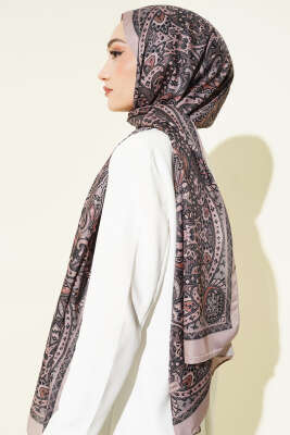 Paisley Motif Soft Şal Kum Bej - Thumbnail