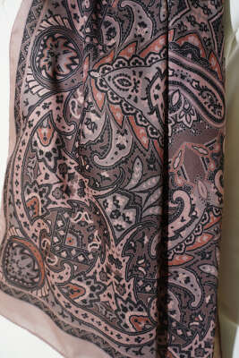 Paisley Motif Soft Şal Kum Bej - Thumbnail