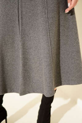 Dikişli Fitilli Kaşe Etek Füme - Thumbnail