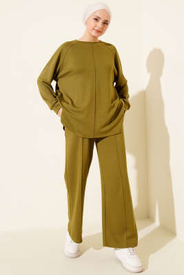 Çımalı Oval Loyşa İkili Takım Yağ Yeşili - Thumbnail