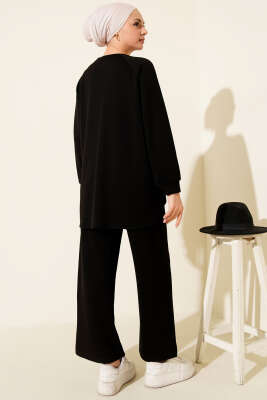 Çımalı Oval Loyşa İkili Takım Siyah - Thumbnail