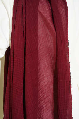 Biyeli Müslin Şal Bordo - Thumbnail