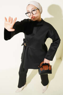 Yan Parça Bağlamalı Scuba İkili Takım Siyah - Thumbnail