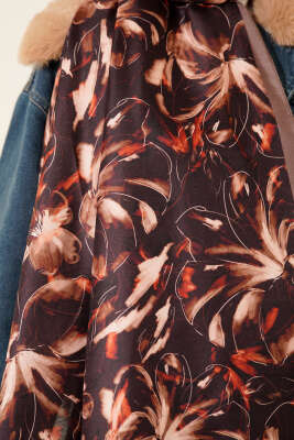 Zambak Desen Soft Şal Vizon - Thumbnail