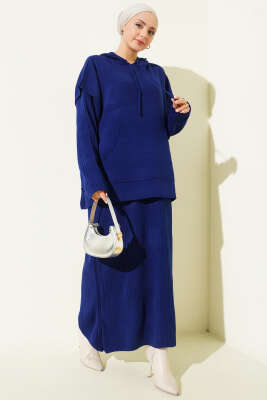 Pazarium - Yelekli Jile Elbise Triko İkili Takım Parlement