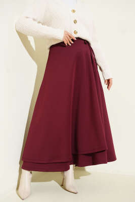 Pazarium - Bağlama Detaylı Scuba Etek Bordo