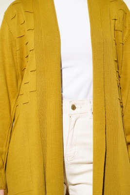 Yandan Dikişli Bağcıklı Hırka Yağ Yeşili - Thumbnail