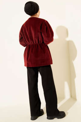 Bel Lastikli Düğmeli Goldfox Ceket Bordo - Thumbnail