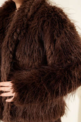 Salaş Kürk Detaylı Mont Kahve - Thumbnail