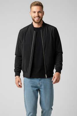 Pazarium - Ribana Detaylı Erkek Ceket Siyah